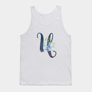 Floral Monogram U Wild Blue Flowers Tank Top